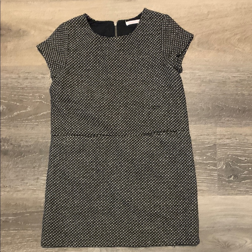 Chic Black and White Textured Dress